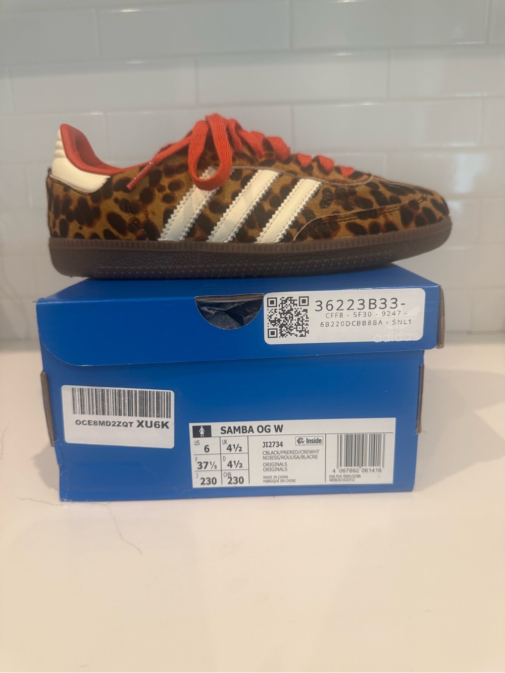 adidas Kids' Samba OG Leopard Print Sneakers in Brown & Orange